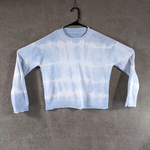 Elizabeth and James Women's Light Blue White Tie Dye‎ Crew Neck Sweater Size M?